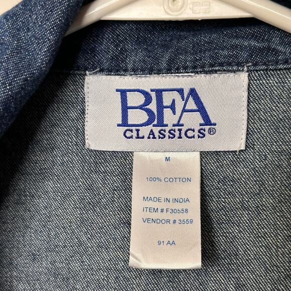 Vintage Denim Blazer Trench Jacket With Pockets - Picture 4 of 5